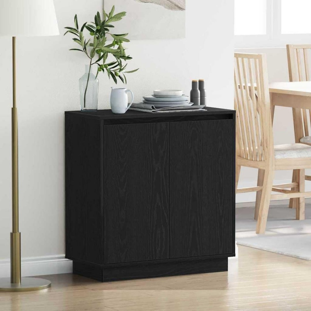 Sideboard in Schwarz und Eichenbraun mit LED Beleuchtung