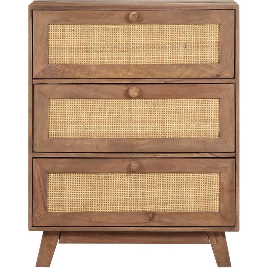 Sideboard verbindet geflochtene Elemente und Schubladen