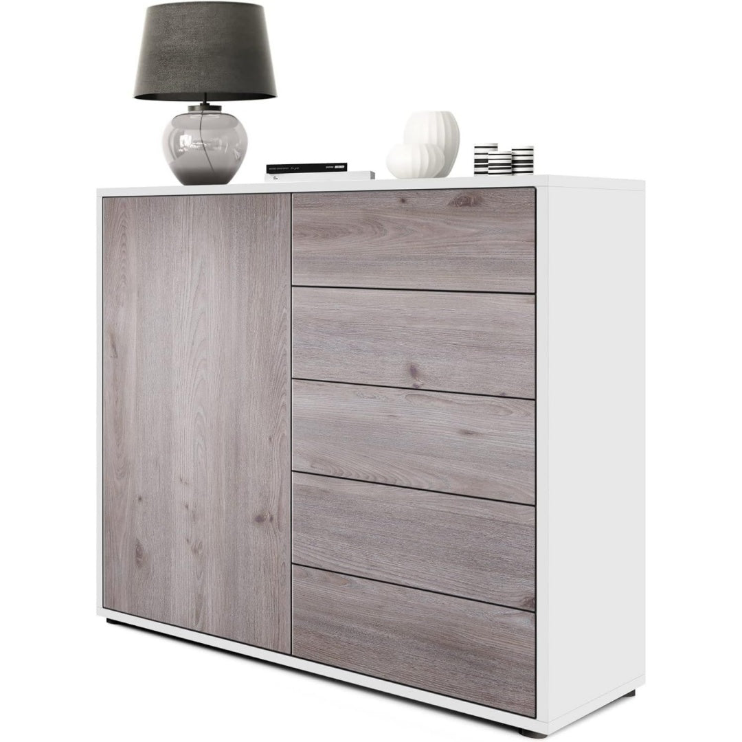 Sideboard verbindet 5 Schubladen und grifflose Fronten