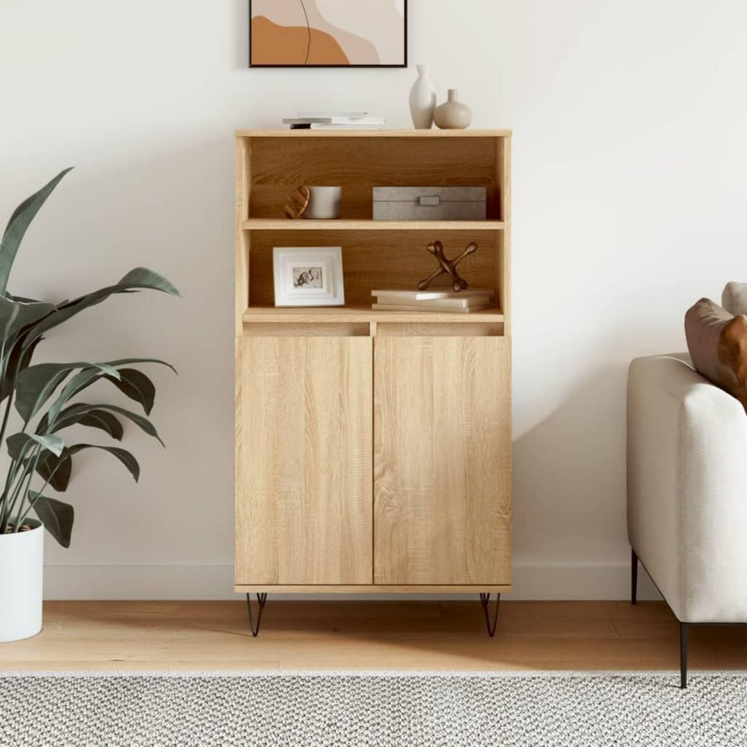 Das Sideboard misst 60 x 36 x 110 cm in Eichenbraun