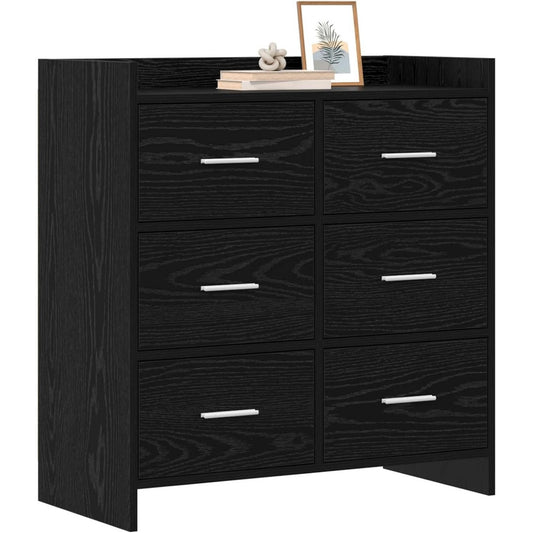 Sideboard aus Samt und Metall in Schwarz und Eichenbraun
