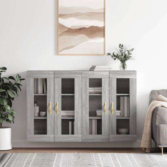 Wandschrank mit Glastueren und geschlossenem Stauraum