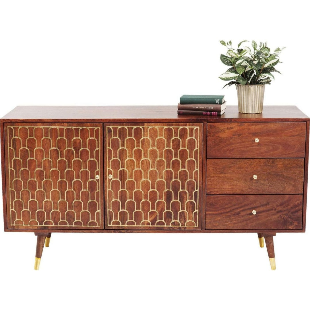 Sideboard aus Massivholz und Metall mit 2 Tueren