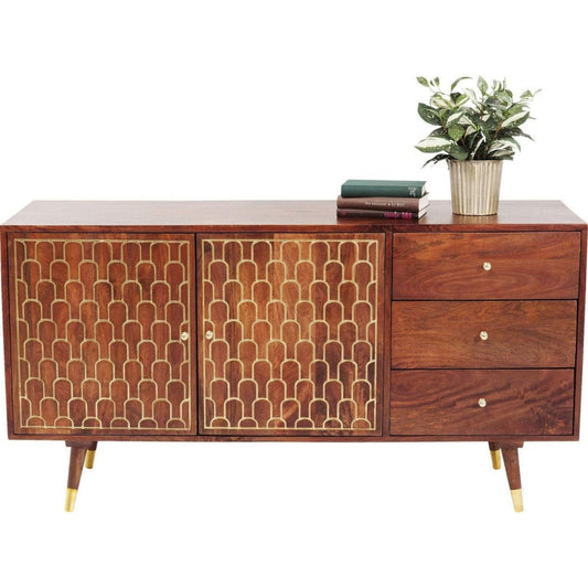 Sideboard aus Massivholz und Metall mit 2 Tueren