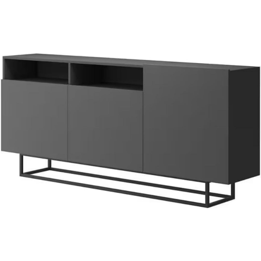 Das Sideboard misst 180 x 37 x 80 cm in Anthrazit