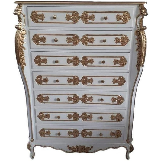 Sideboard aus Massivholz in Weiss und Gold