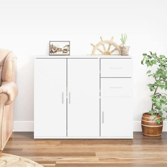 Das Sideboard misst 91 x 29.5 x 75 cm in Weiss
