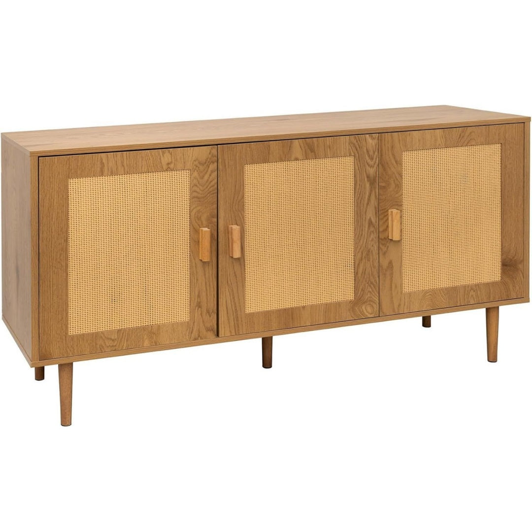 Flechtoptik trifft auf geflochtene Elemente an dem Sideboard